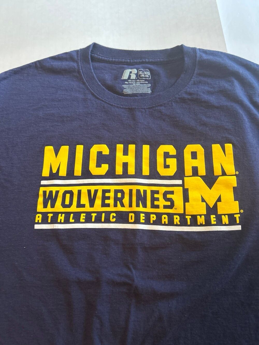 Michigan Wolverines Russell Athletic Long Sleeve Shirt - Navy Blue size XL